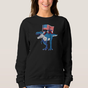 Sweatshirt 4 juillet T Rex Dinosaur Amerisaurus Gnomes Garçon