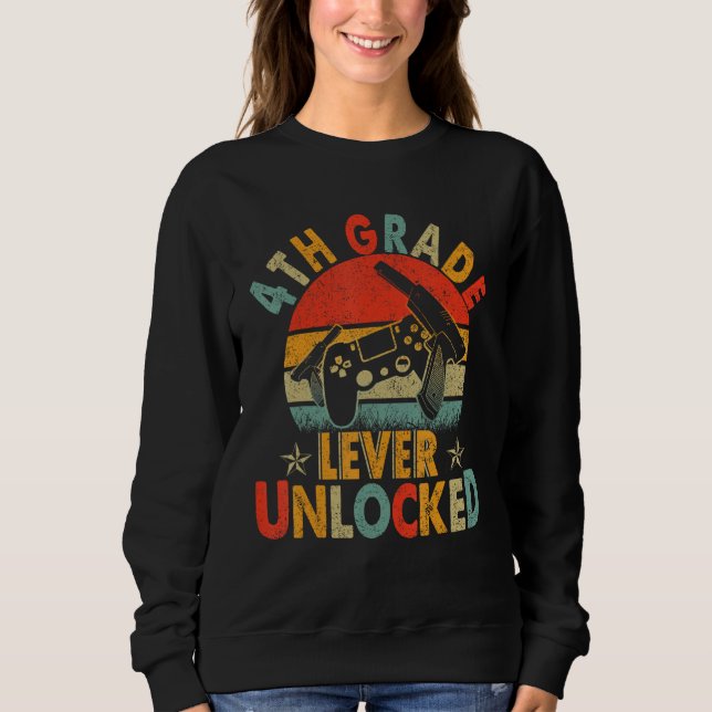 Sweatshirt 4th Grade Level Unlocked Video Gamers first day of (Devant)