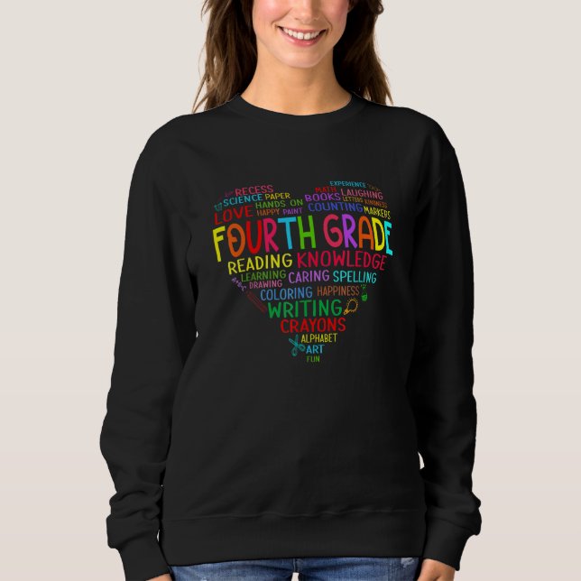 Sweatshirt 4th Grade Team Heart Back to school Teacher Studen (Devant)