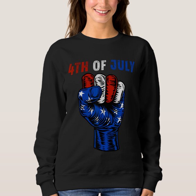 Sweatshirt 4Th Of July 2023 American Flag Retro Family (Devant)