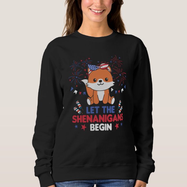 Sweatshirt 4th Of July American Fox For Kids Cute Usa Fox (Devant)