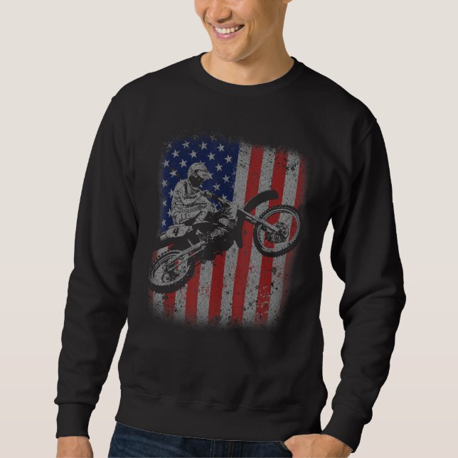 Sweatshirt 4th of July Dirt Bike Motocross American Flag MX (Devant)