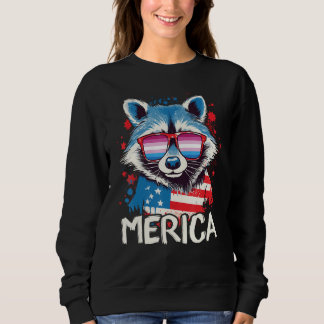 Sweatshirt 4th Of July Merica  Raccoon Bigender Sunglasses Fl