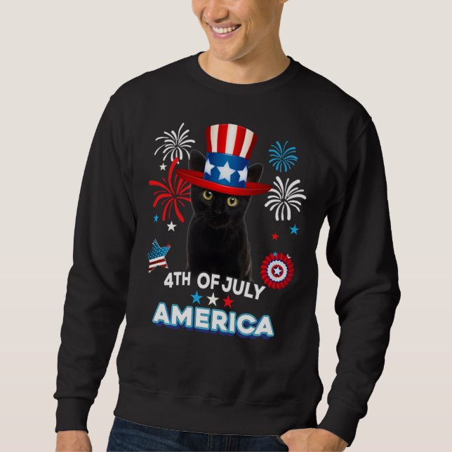 Sweatshirt 4th Of July Patriotic Day Black Cat Independence D (Devant)