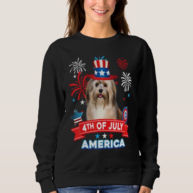 Sweatshirt 4th Of July Patriotic Day Havanese Dog Independenc (Devant)