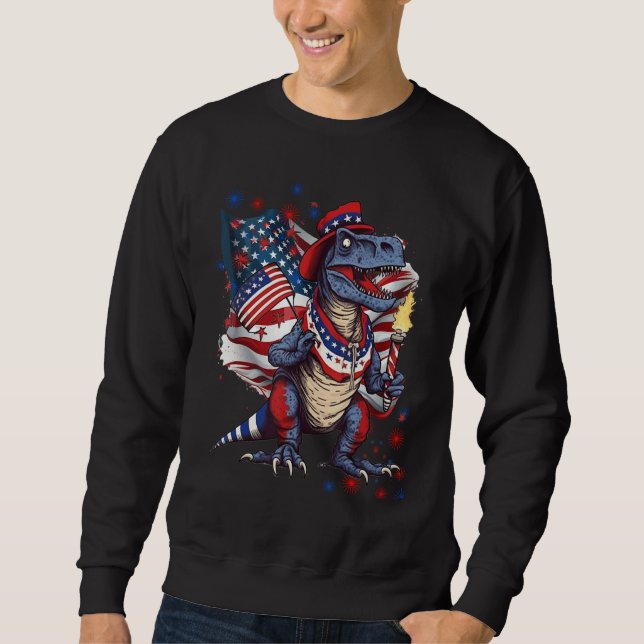 Sweatshirt 4th Of July Rex Dino Trex Dinosaur Amerisaurus Pat (Devant)