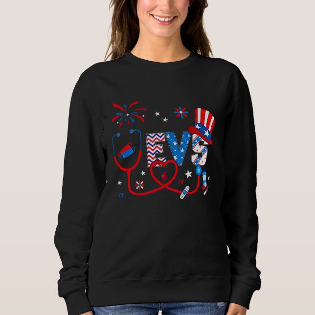 Sweatshirt 4th Of July Tops For Women Stethoscope EVS Nurse G (Devant)