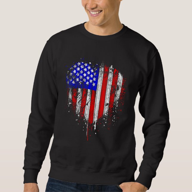Sweatshirt 4th Of July Us American Flag Heart For Independenc (Devant)