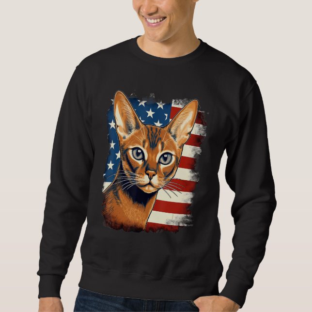 Sweatshirt 4th Of July US Flag Abyssinian Cat 1 (Devant)