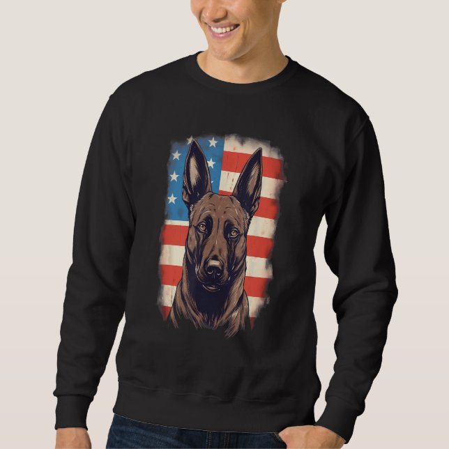 Sweatshirt 4th Of July US Flag Belgian Malinois Dog (Devant)
