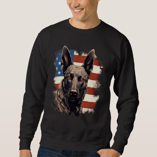Sweatshirt 4th Of July US Flag Dutch Shepherd Dog 1 (Devant)