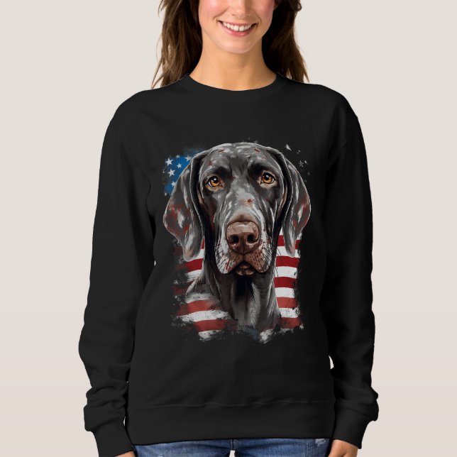 Sweatshirt 4th Of July US Flag German Shorthaired Pointer Dog (Devant)