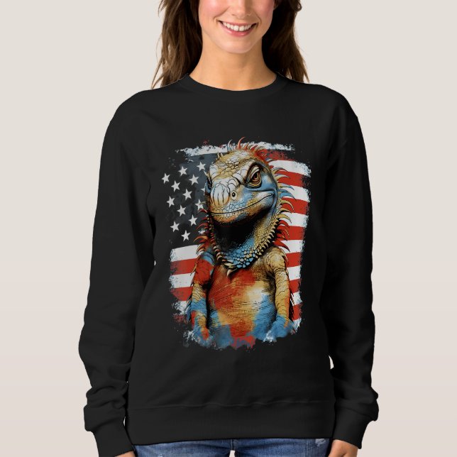 Sweatshirt 4th Of July US Flag Iguana (Devant)
