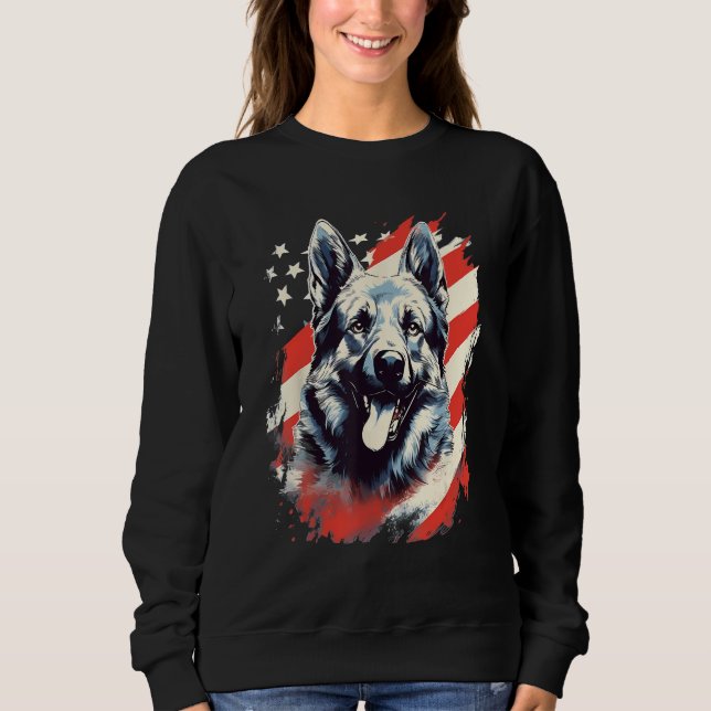 Sweatshirt 4th Of July US Flag Norwegian Elkhound Dog (Devant)