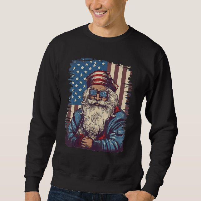 Sweatshirt 4th Of July US Flag Santa Claus 1 (Devant)