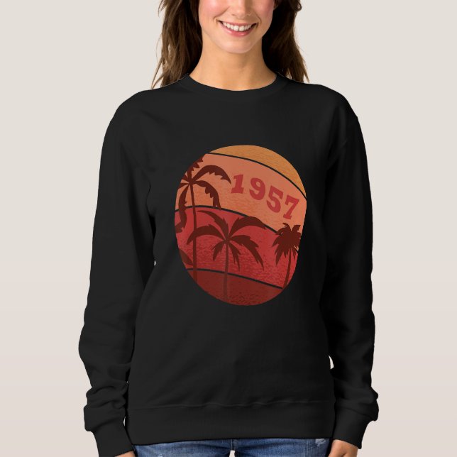 Sweatshirt 65e Anniversaire Classic Palm Sunset Birthda (Devant)