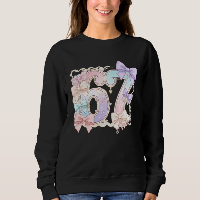 Sweatshirt 67 Meme Pastel Coquettes Bow Funny Kawaii 6 7 Numb (Devant)