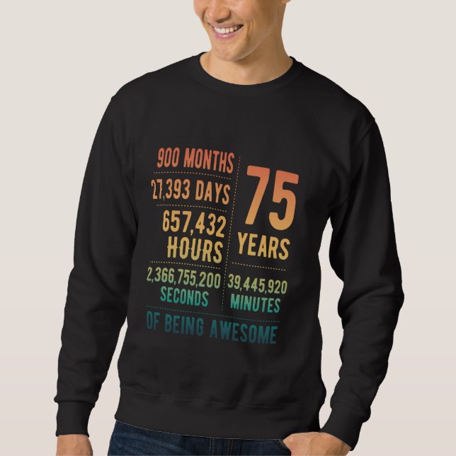 Sweatshirt 75e anniversaire Hommes Femmes Drôle 75 ans (Devant)