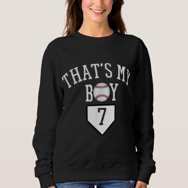 Sweatshirt 7 C'Est Mon Boy Numéro De Baseball - Baseball Mama (Devant)
