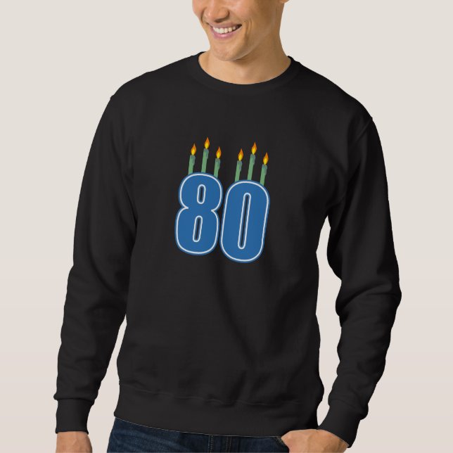 Sweatshirt 80 bougies d'anniversaire (bleu/vert) (Devant)
