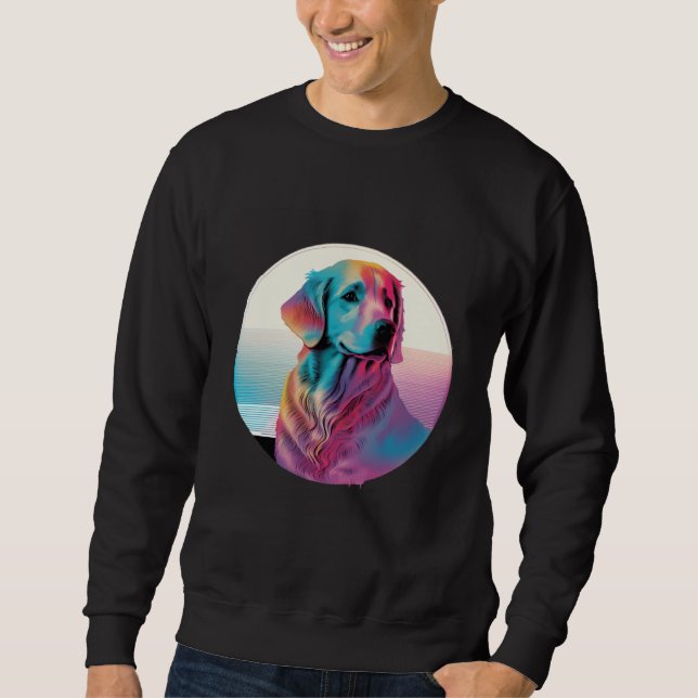 Sweatshirt 80s Synthwave Golden Retriever with a Retro Aesthe (Devant)