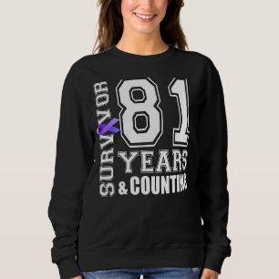 Sweatshirt 81 Ans Survivant Je Porte Violet Ruban Lupus Aware