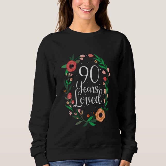 Sweatshirt 90 Ans Amoureux 90e Anniversaire Floral Botanical  (Devant)
