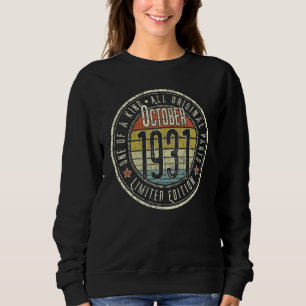 Sweatshirt 91 Ans Octobre 1931 91e Anniversaire