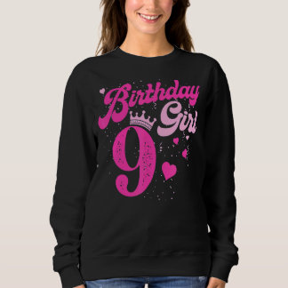 Sweatshirt 9e anniversaire fille Couronne 9 ans Anniversaire