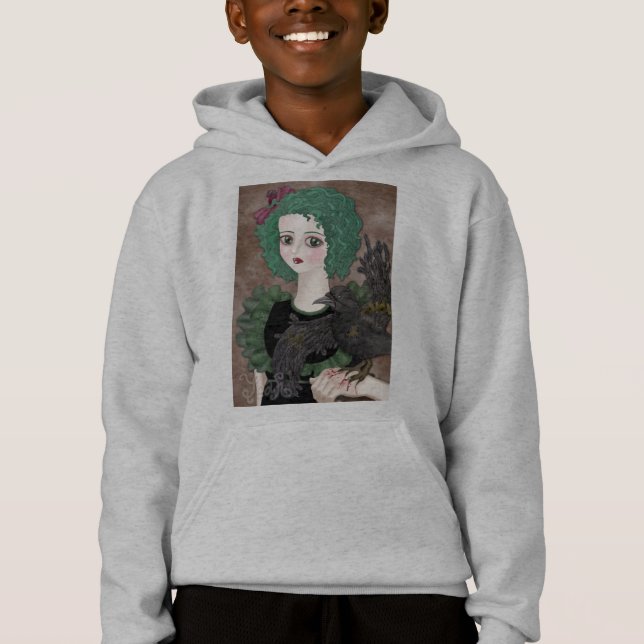 Sweatshirt à capuchon gris de Raven (Devant)
