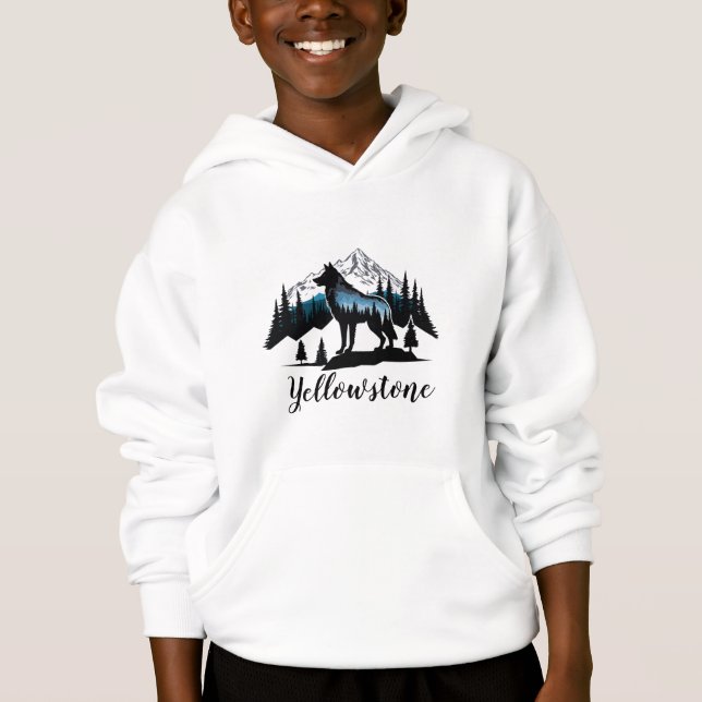 Sweatshirt à capuchon supérieur du garçon Wolf Yel (Devant)