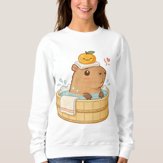 Sweatshirt A capybara is taking a bath in a Japanese bath. Th (Devant)