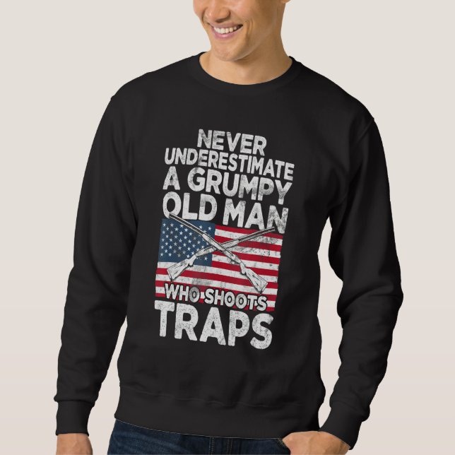 Sweatshirt A Grumpy Old Man US Flag - Sports Shooter & Clay P (Devant)