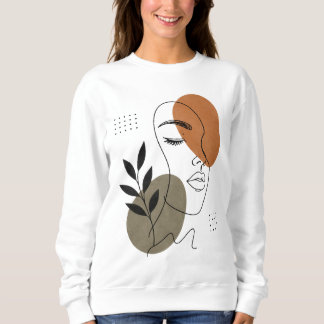Sweatshirt à l'art de ligne de visage abstrait mod
