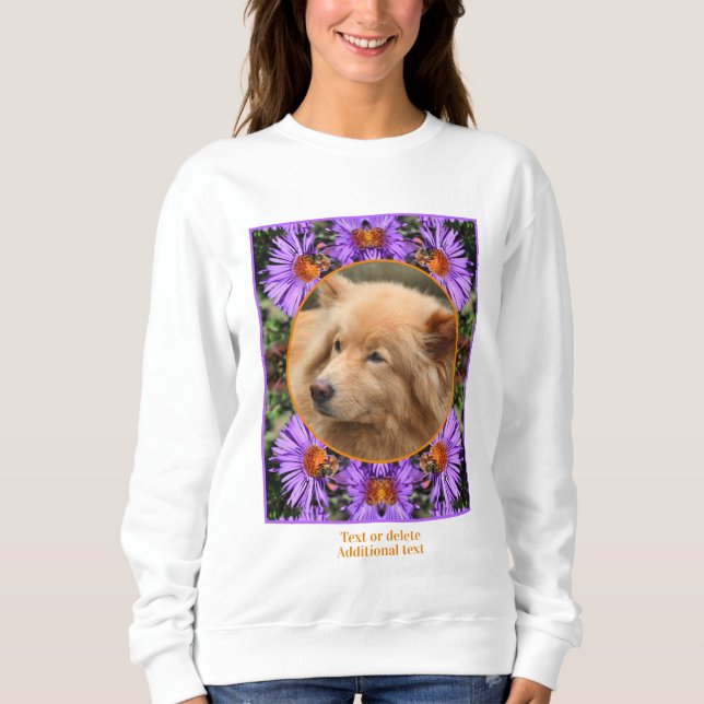 Sweatshirt Abeille sur le cadre de fleurs Aster Créer votre p (Devant)