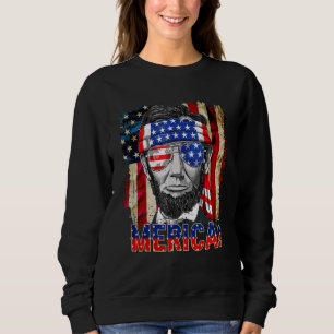 Sweatshirt Abraham Lincoln 4 juillet Amérique Drapeau M