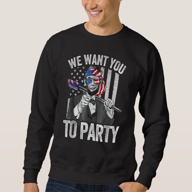 Sweatshirt Abraham Lincoln 4th Of July Men American USA Flag (Devant)