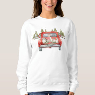 Sweatshirt Abris de Noël dans un camion Vintage rouge