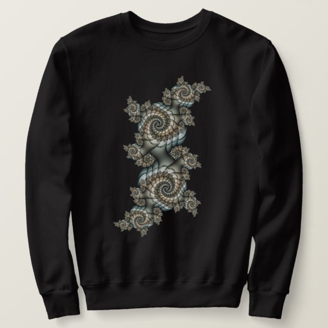 Sweatshirt Abstrait Beige clair Bleu Fractal Art Spirales (Design devant)