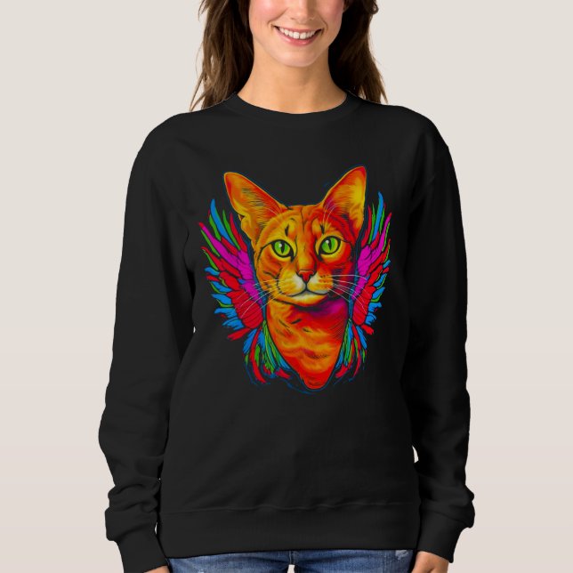 Sweatshirt Abyssinian Cat Angel Wings (Devant)
