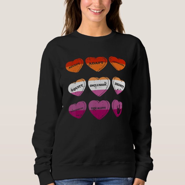 Sweatshirt Accept Adapt Advocate Lesbian Pride Flag Gay LGBT- (Devant)