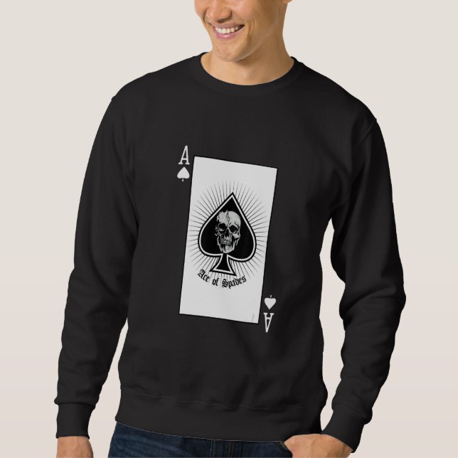 Sweatshirt Ace Of Spades Playing Card With Skeleton Halloween (Devant)