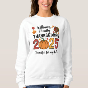 Sweatshirt Action de grâce personnalisée 2025 Citrouille Fami