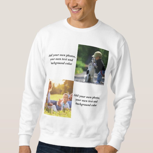 Sweatshirt Add your own photos, text and  background throw pi (Devant)