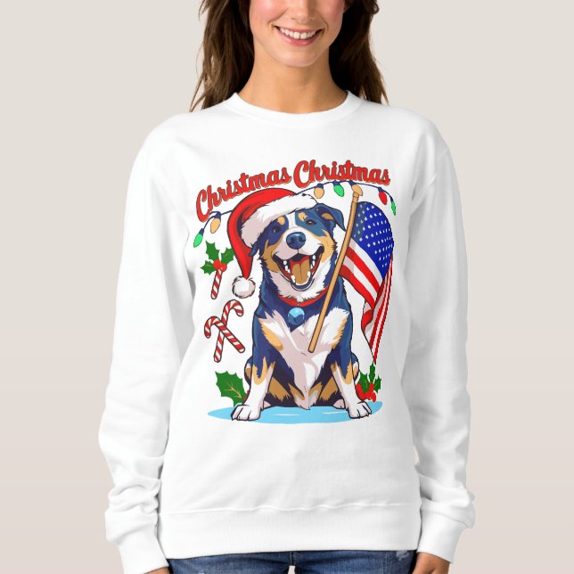 Sweatshirt adorable chien de Noël (Devant)