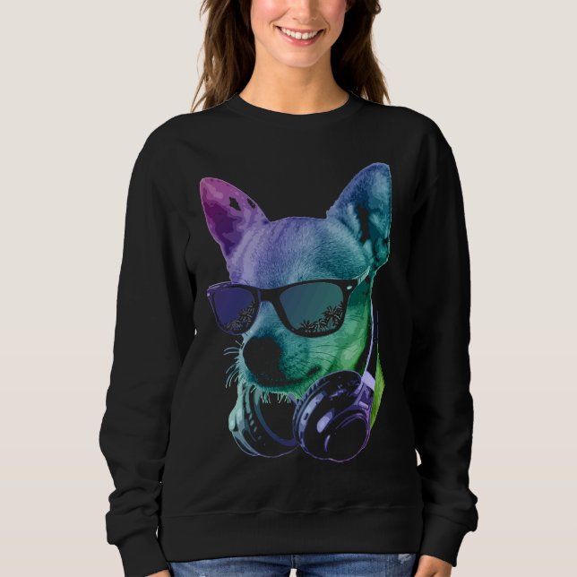 Sweatshirt Adorable Chihuahua Neon (Devant)