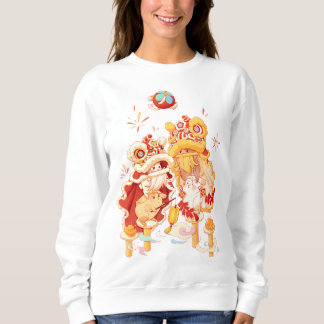 Sweatshirt Adorable Lion Dance du Nouvel An Danses femmes Swe