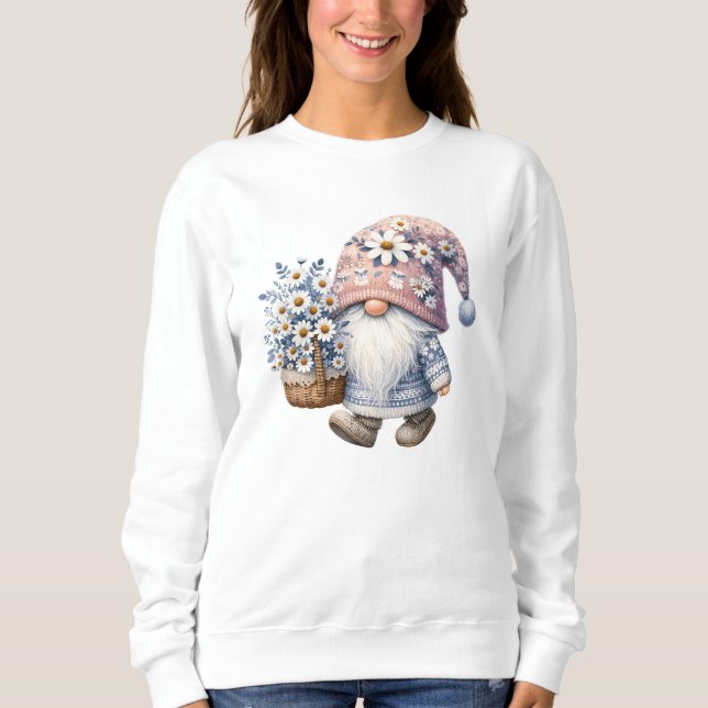 Sweatshirt Adorable mignonne Fleur de marguerite Gnome femmes (Devant)
