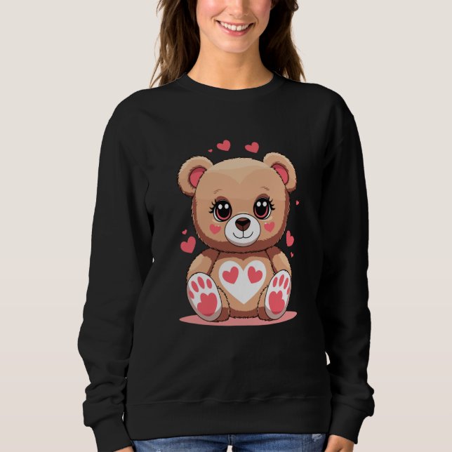 Sweatshirt Adorable Teddy Bear with Hearts Romantic Valentine (Devant)