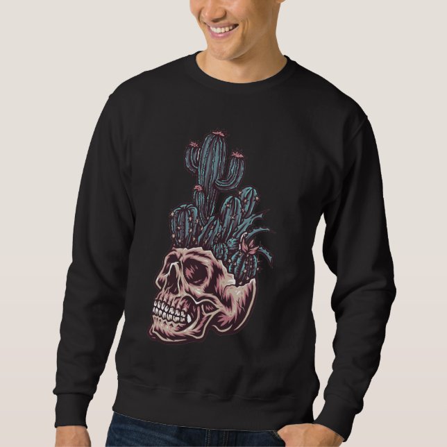 Sweatshirt Adorables Jour du crâne mort avec Cactus (Devant)